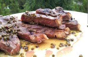 Tagliata di manzo al pepe verde